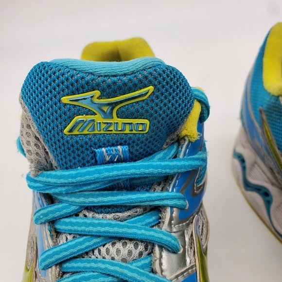 Mizuno Shoes Women's 9 Wave Inspire 13 Gray Aqua Yellow Running Training - Picture 4 of 14